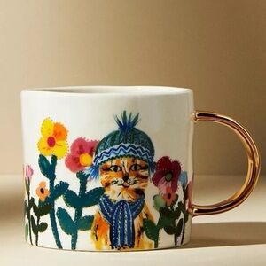 Anthropologie Francesca Kaye ceramic cat mug
